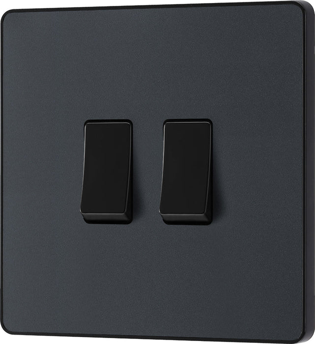 BG Evolve PCDMG42B 20A 16AX 2 Way Double Light Switch - Matt Grey (Black) (5 Pack) - westbasedirect.com