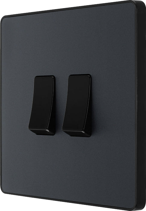 BG Evolve PCDMG42B 20A 16AX 2 Way Double Light Switch - Matt Grey (Black) (5 Pack) - westbasedirect.com