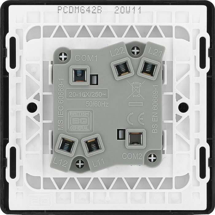 BG Evolve PCDMG42B 20A 16AX 2 Way Double Light Switch - Matt Grey (Black) - westbasedirect.com