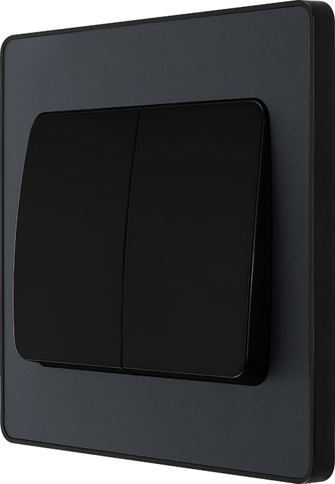BG Evolve PCDMG42WB 20A 16AX 2 Way Double Light Switch, Wide Rocker - Matt Grey (Black) - westbasedirect.com