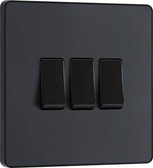 BG Evolve PCDMG43B 20A 16AX 2 Way Triple Light Switch - Matt Grey (Black) - westbasedirect.com