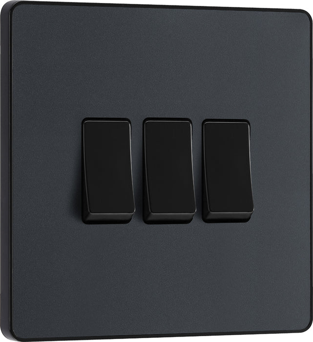 BG Evolve PCDMG43B 20A 16AX 2 Way Triple Light Switch - Matt Grey (Black) - westbasedirect.com