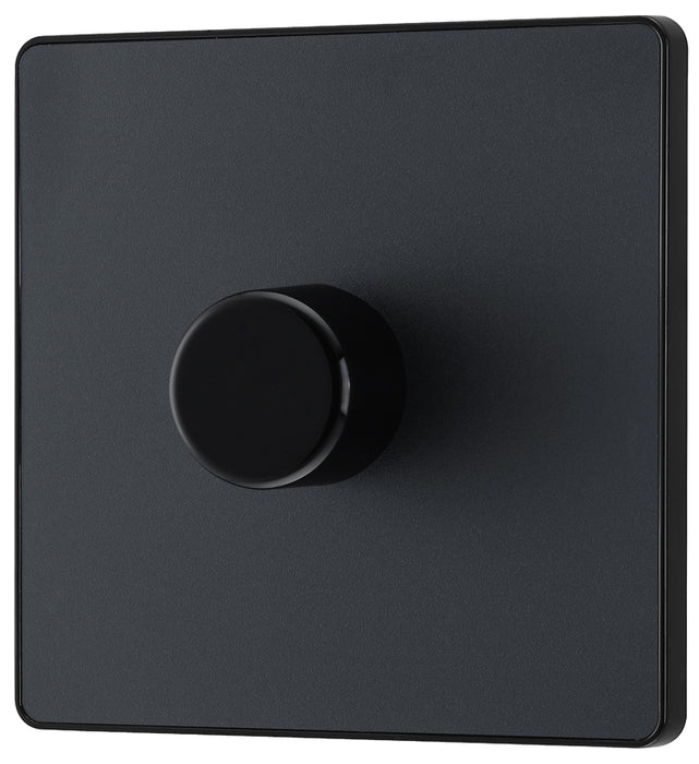 BG Evolve PCDMG81B 2-Way Trailing Edge LED 200W Single Dimmer Switch Push On/Off - Matt Grey (Black) - westbasedirect.com