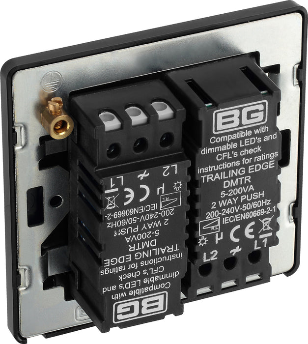 BG Evolve PCDMG82B 2-Way Trailing Edge LED 200W Double Dimmer Switch Push On/Off - Matt Grey (Black) - westbasedirect.com