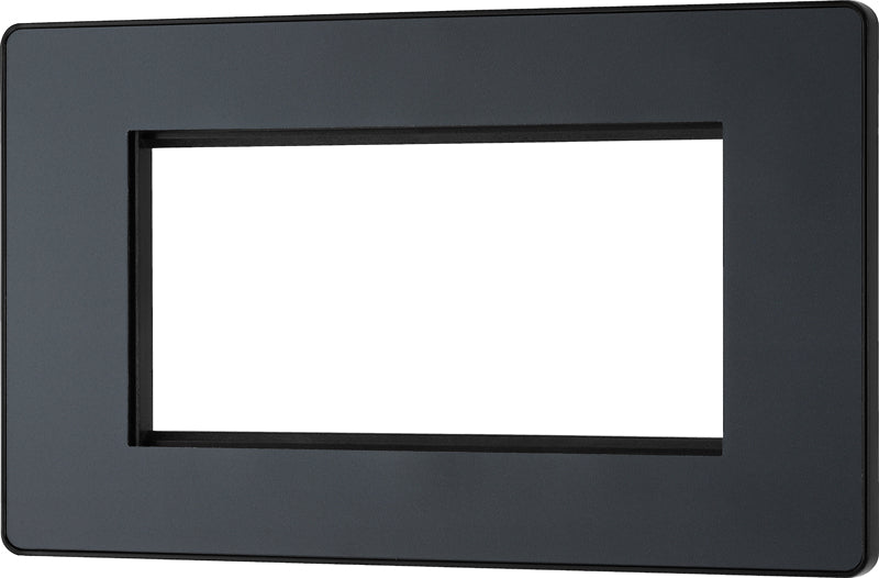 BG Evolve PCDMGEMR4B Quadruple Rectangular Front Plate (100 x 50) - Matt Grey (Black) - westbasedirect.com