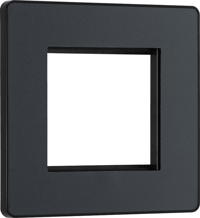 BG Evolve PCDMGEMS2B Twin Euro Module Aperture Single Front Plate (50 x 50) - Matt Grey (Black) - westbasedirect.com