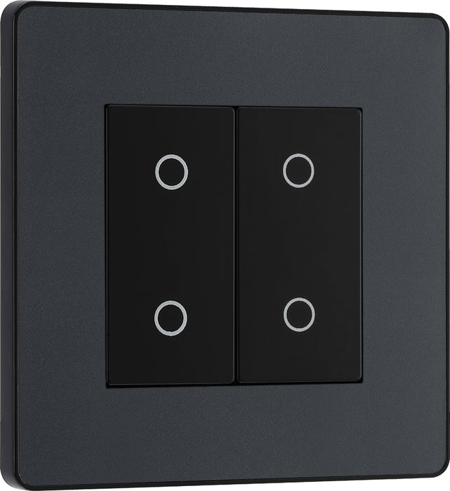 BG Evolve PCDMGTDM2B 2-Way Master 200W Double Touch Dimmer Switch - Matt Grey (Black) - westbasedirect.com
