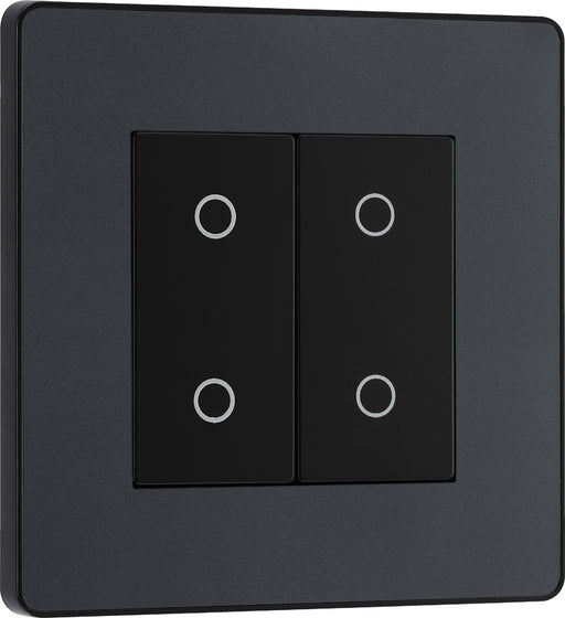 BG Evolve PCDMGTDS2B 2-Way Secondary 200W Double Touch Dimmer Switch - Matt Grey (Black) - westbasedirect.com