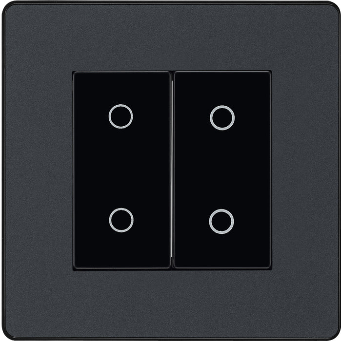 BG Evolve PCDMGTDS2B 2-Way Secondary 200W Double Touch Dimmer Switch - Matt Grey (Black) - westbasedirect.com