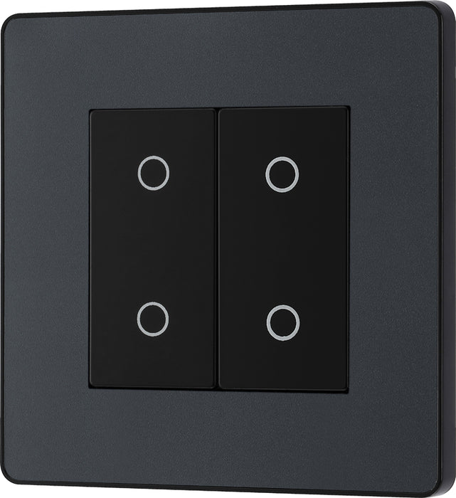 BG Evolve PCDMGTDS2B 2-Way Secondary 200W Double Touch Dimmer Switch - Matt Grey (Black) - westbasedirect.com