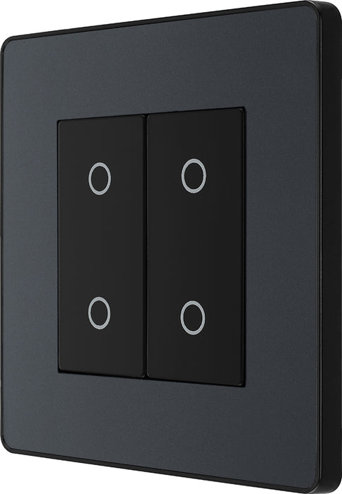 BG Evolve PCDMGTDS2B 2-Way Secondary 200W Double Touch Dimmer Switch - Matt Grey (Black) - westbasedirect.com