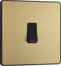 BG Evolve PCDSB12Bx5 20A 16AX 2 Way Single Light Switch - Satin Brass (Black) (5 Pack)