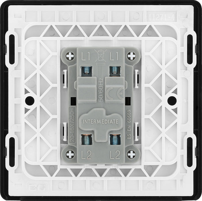 BG Evolve PCDSB13B 20A 16AX Single Intermediate Light Switch - Satin Brass (Black) - westbasedirect.com