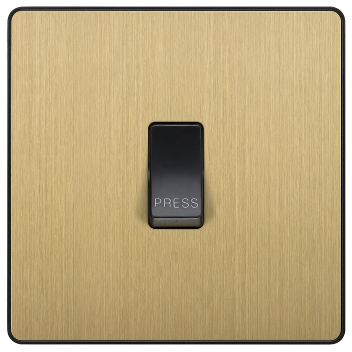 BG Evolve PCDSB14B 10A Single Press Switch - Satin Brass (Black) - westbasedirect.com