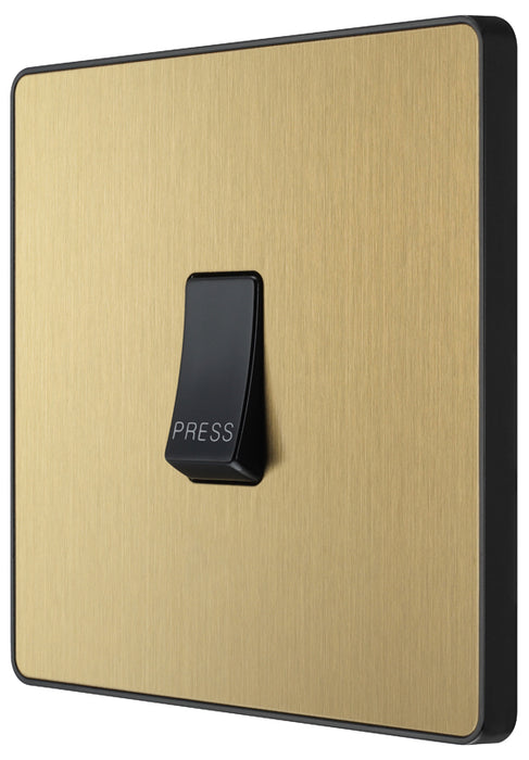 BG Evolve PCDSB14B 10A Single Press Switch - Satin Brass (Black) - westbasedirect.com