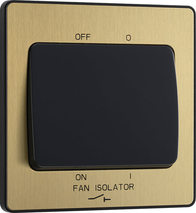 BG Evolve PCDSB15B 10A Triple Pole Fan Isolator Switch - Satin Brass (Black) - westbasedirect.com