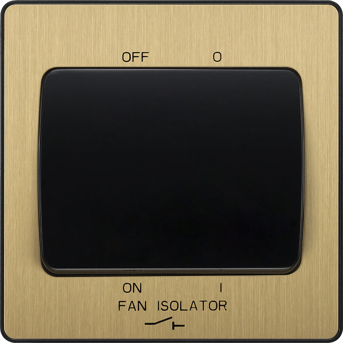 BG Evolve PCDSB15B 10A Triple Pole Fan Isolator Switch - Satin Brass (Black) - westbasedirect.com