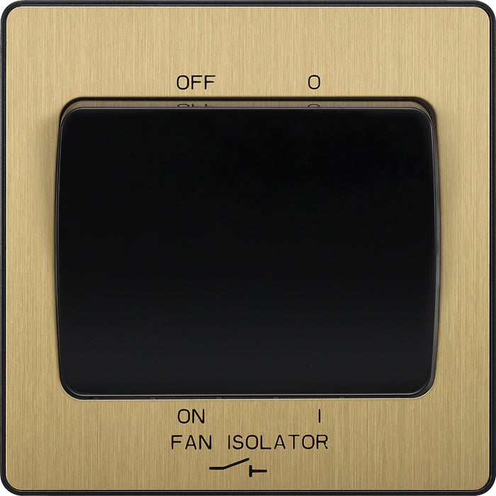 BG Evolve PCDSB15B 10A Triple Pole Fan Isolator Switch - Satin Brass (Black) - westbasedirect.com