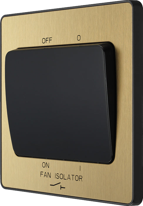 BG Evolve PCDSB15B 10A Triple Pole Fan Isolator Switch - Satin Brass (Black) - westbasedirect.com