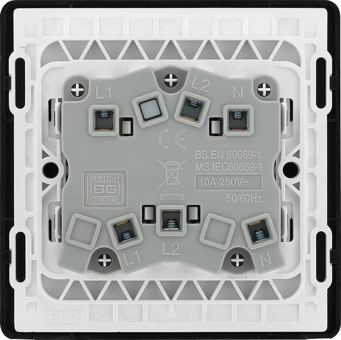 BG Evolve PCDSB15B 10A Triple Pole Fan Isolator Switch - Satin Brass (Black) - westbasedirect.com