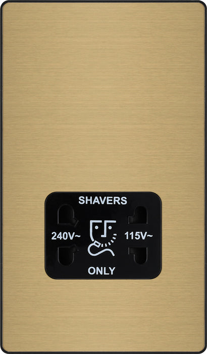 BG Evolve PCDSB20B 115/240V Dual Voltage Shaver Socket - Satin Brass (Black) - westbasedirect.com