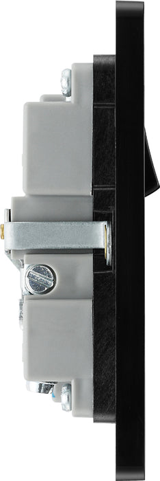 BG Evolve PCDSB21U2B 13A Single Switched Power Socket + 2xUSB(2.1A) - Satin Brass (Black) - westbasedirect.com