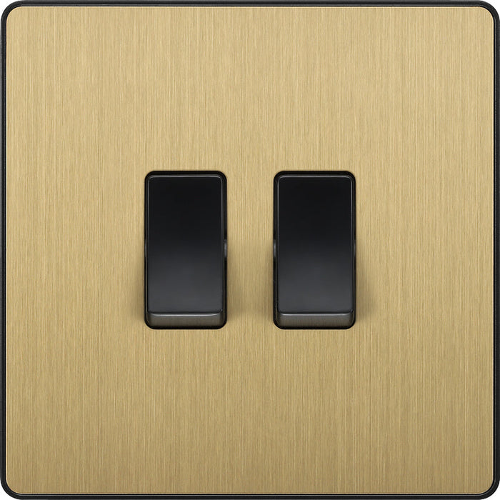 BG Evolve PCDSB42B 20A 16AX 2 Way Double Light Switch - Satin Brass (Black) (5 Pack) - westbasedirect.com