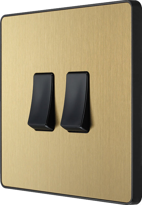 BG Evolve PCDSB42B 20A 16AX 2 Way Double Light Switch - Satin Brass (Black) (5 Pack) - westbasedirect.com