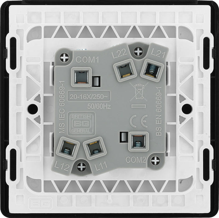 BG Evolve PCDSB42B 20A 16AX 2 Way Double Light Switch - Satin Brass (Black) (5 Pack) - westbasedirect.com