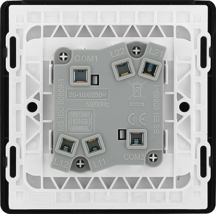 BG Evolve PCDSB42B 20A 16AX 2 Way Double Light Switch - Satin Brass (Black) - westbasedirect.com