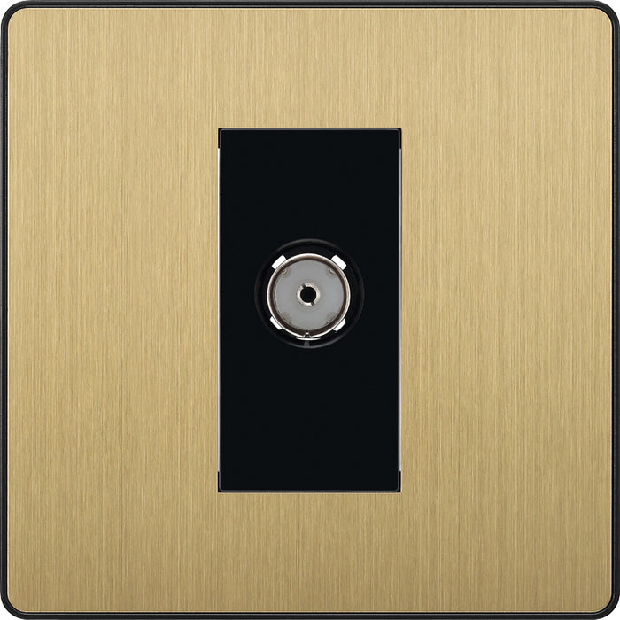 BG Evolve PCDSB60B Single Socket for TV or FM Co-Axial Aerial Connection - Satin Brass (Black) - westbasedirect.com