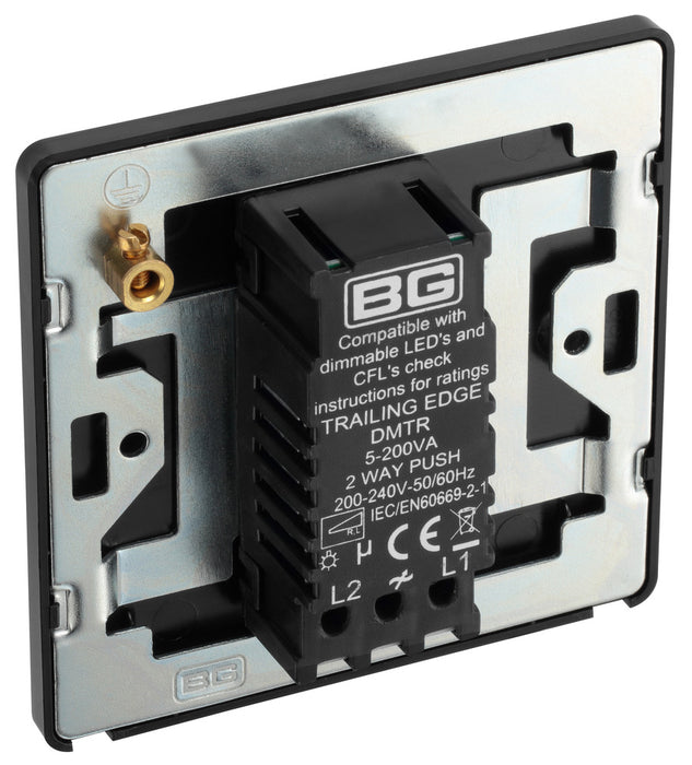 BG Evolve PCDSB81B 2-Way Trailing Edge LED 200W Single Dimmer Switch Push On/Off - Satin Brass (Black) - westbasedirect.com