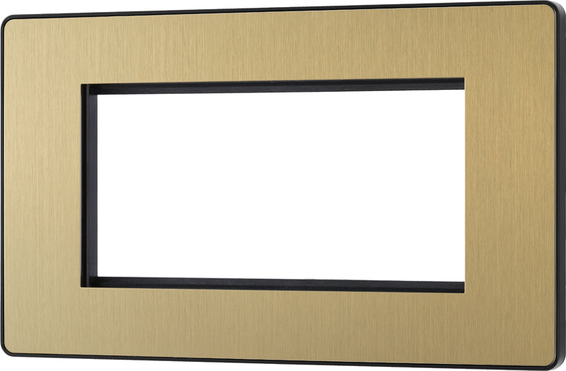 BG Evolve PCDSBEMR4B Quadruple Rectangular Front Plate (100 x 50) - Satin Brass (Black) - westbasedirect.com