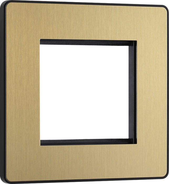 BG Evolve PCDSBEMS2B Twin Euro Module Aperture Single Front Plate (50 x 50) - Satin Brass (Black) - westbasedirect.com