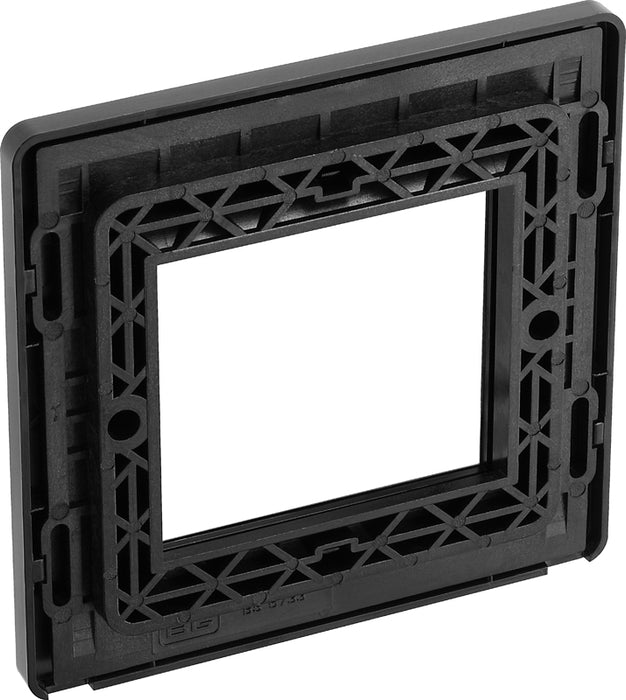 BG Evolve PCDSBEMS2B Twin Euro Module Aperture Single Front Plate (50 x 50) - Satin Brass (Black) - westbasedirect.com