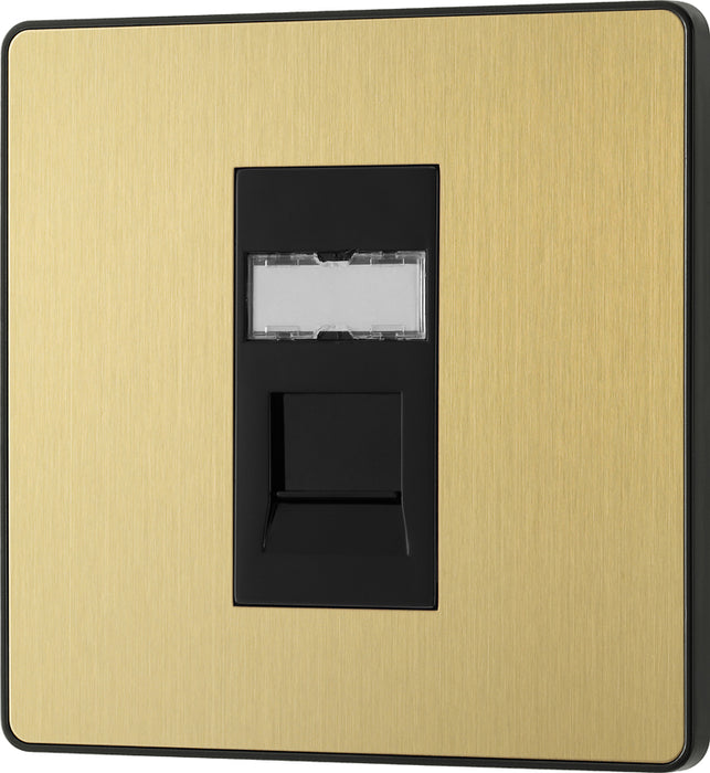 BG Evolve PCDSBRJ451B Single RJ45 Telephone Socket - Satin Brass (Black) - westbasedirect.com