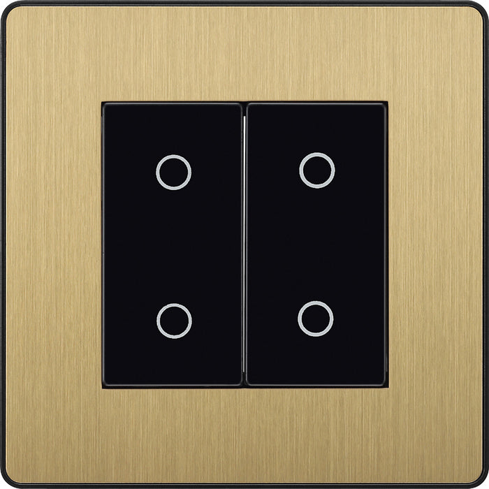 BG Evolve PCDSBTDM2B 2-Way Master 200W Double Touch Dimmer Switch - Satin Brass (Black) - westbasedirect.com