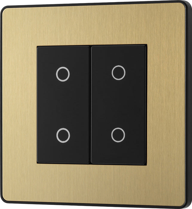 BG Evolve PCDSBTDM2B 2-Way Master 200W Double Touch Dimmer Switch - Satin Brass (Black) - westbasedirect.com