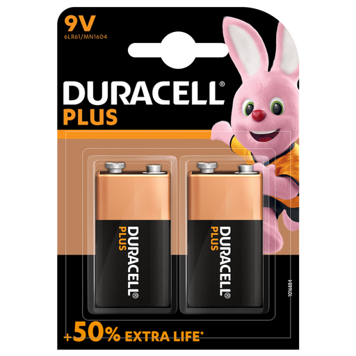 Duracell Plus Power 9V PP3 6LR61 | 2 Pack - westbasedirect.com