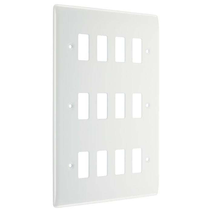 BG R812 White Moulded 12G Grid Front Plate - White - westbasedirect.com