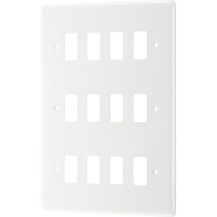BG R812 White Moulded 12G Grid Front Plate - White - westbasedirect.com