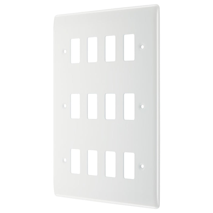 BG R812 White Moulded 12G Grid Front Plate - White - westbasedirect.com