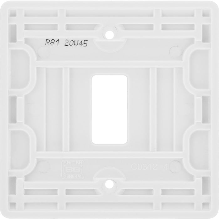 BG R81 White Moulded 1G Grid Front Plate - White - westbasedirect.com