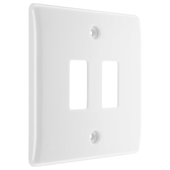 BG R82 White Moulded 2G Grid Front Plate - White - westbasedirect.com