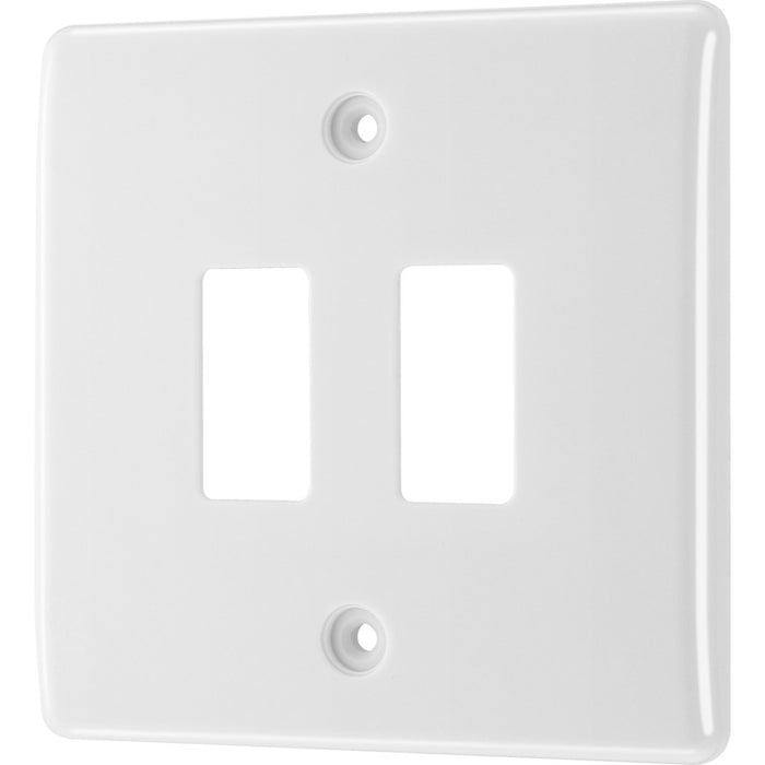 BG R82 White Moulded 2G Grid Front Plate - White - westbasedirect.com