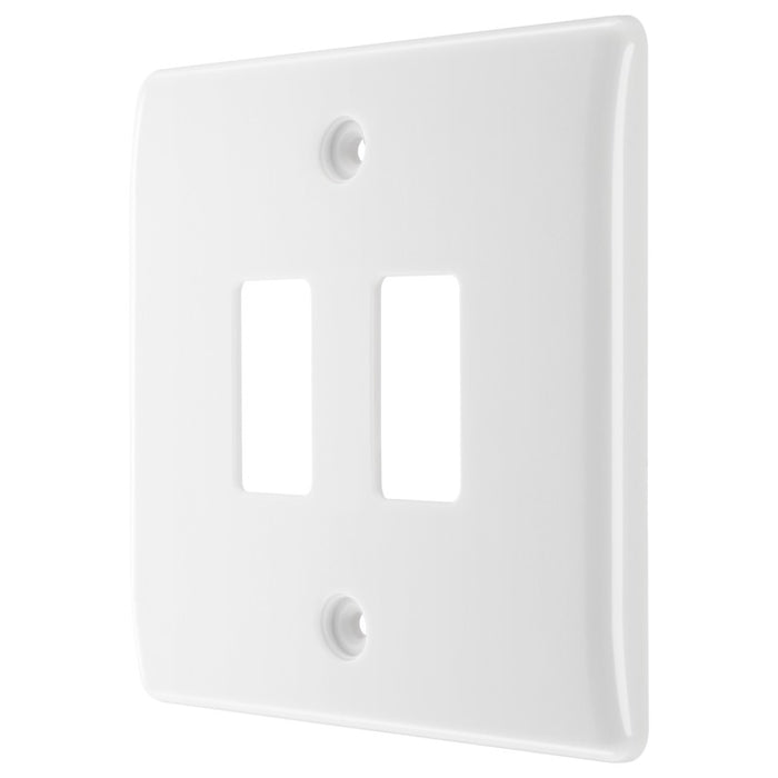 BG R82 White Moulded 2G Grid Front Plate - White - westbasedirect.com
