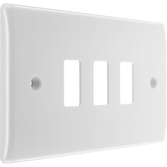 BG R83 White Moulded 3G Grid Front Plate - White - westbasedirect.com
