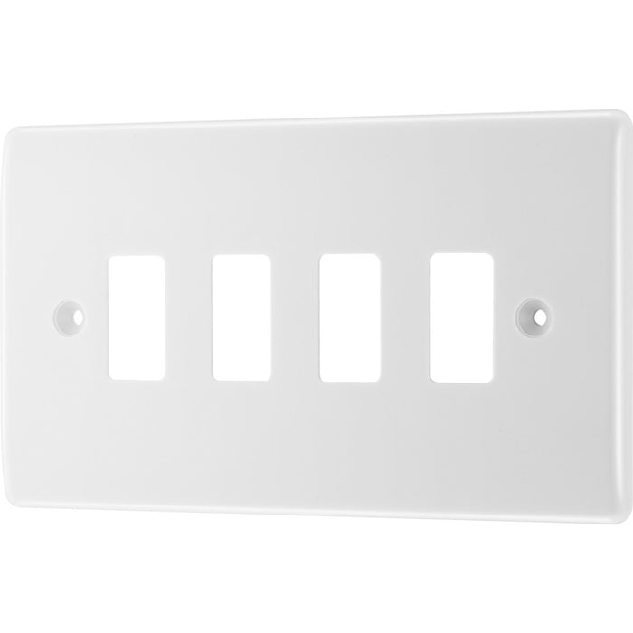 BG R84 White Moulded 4G Grid Front Plate - White - westbasedirect.com