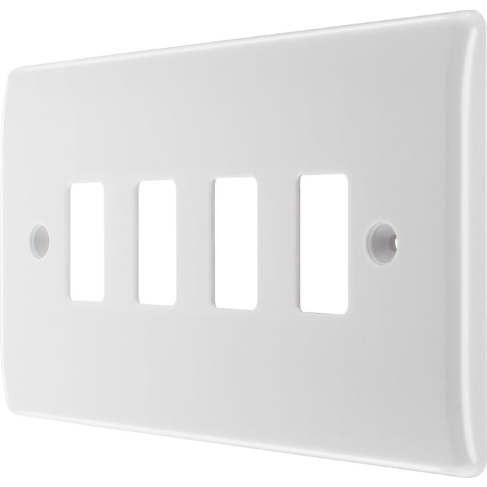 BG R84 White Moulded 4G Grid Front Plate - White - westbasedirect.com