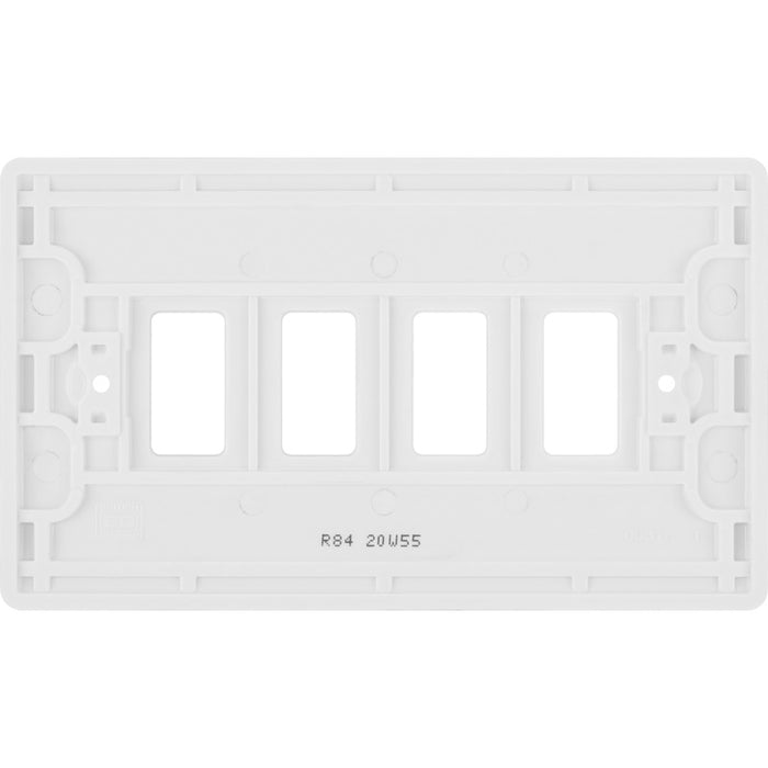 BG R84 White Moulded 4G Grid Front Plate - White - westbasedirect.com